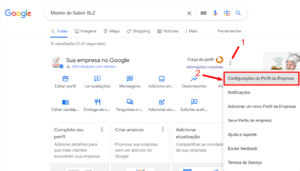 Configurações do Perfil da Empresa no Google na Pesquisa.