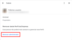 Removendo administrador do Perfil da empresa no Google